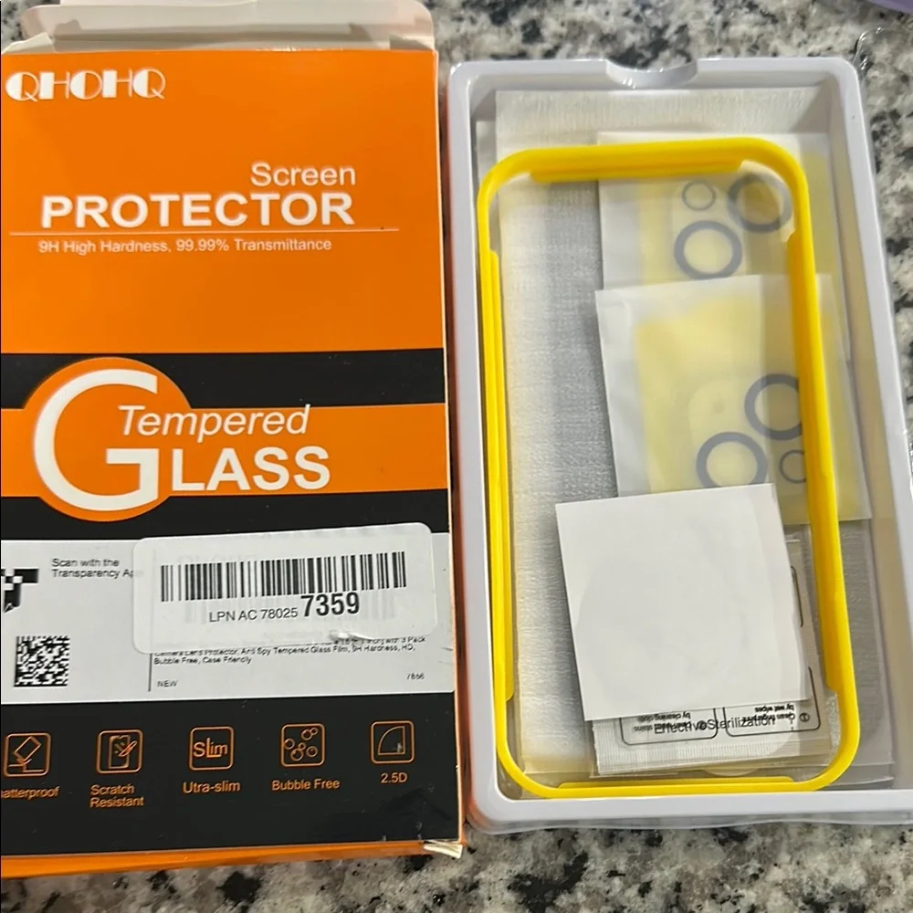 Tempered Glass Screen Protector with replacement camera protectors. Pack of 2